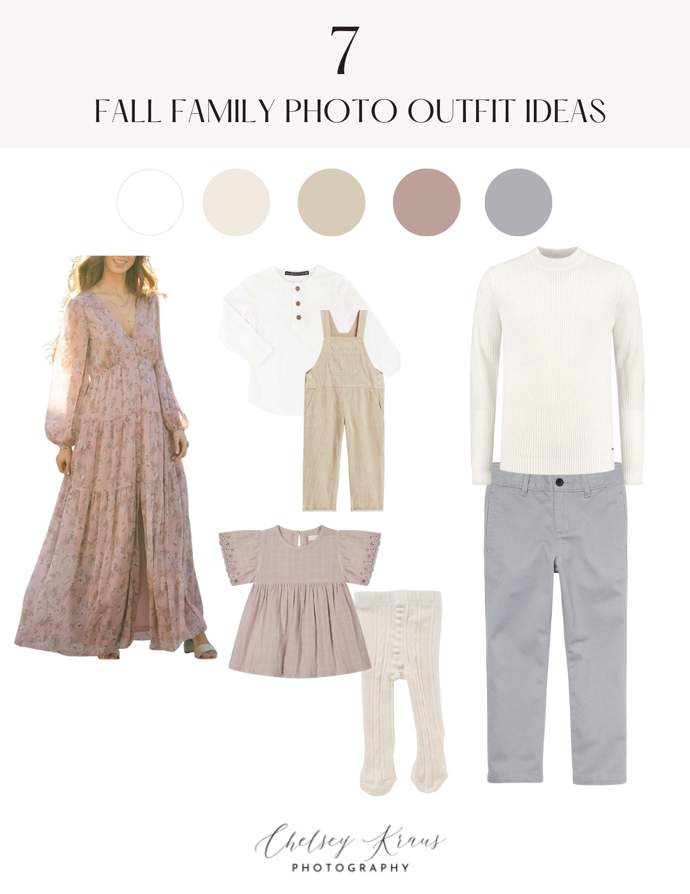 style board for fall family photo outfits as styled by a professional family photographer in virginia beach, virginia