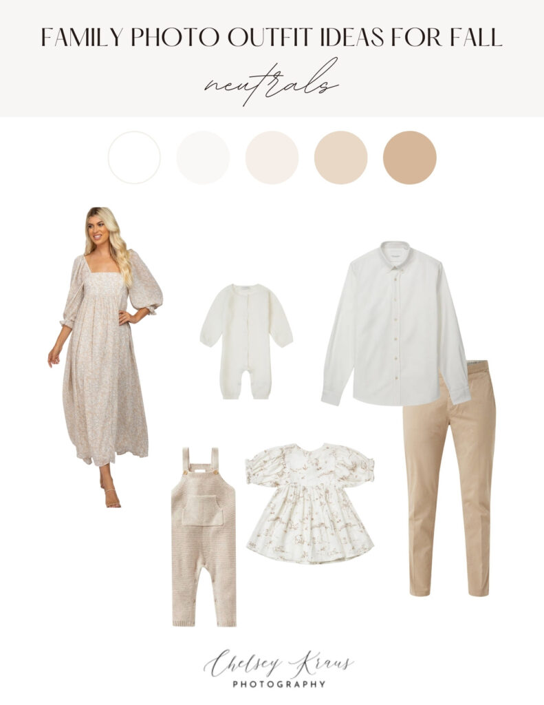 neutral style board for family photo outfits as styled by a professional family photographer in virginia beach, virginia 