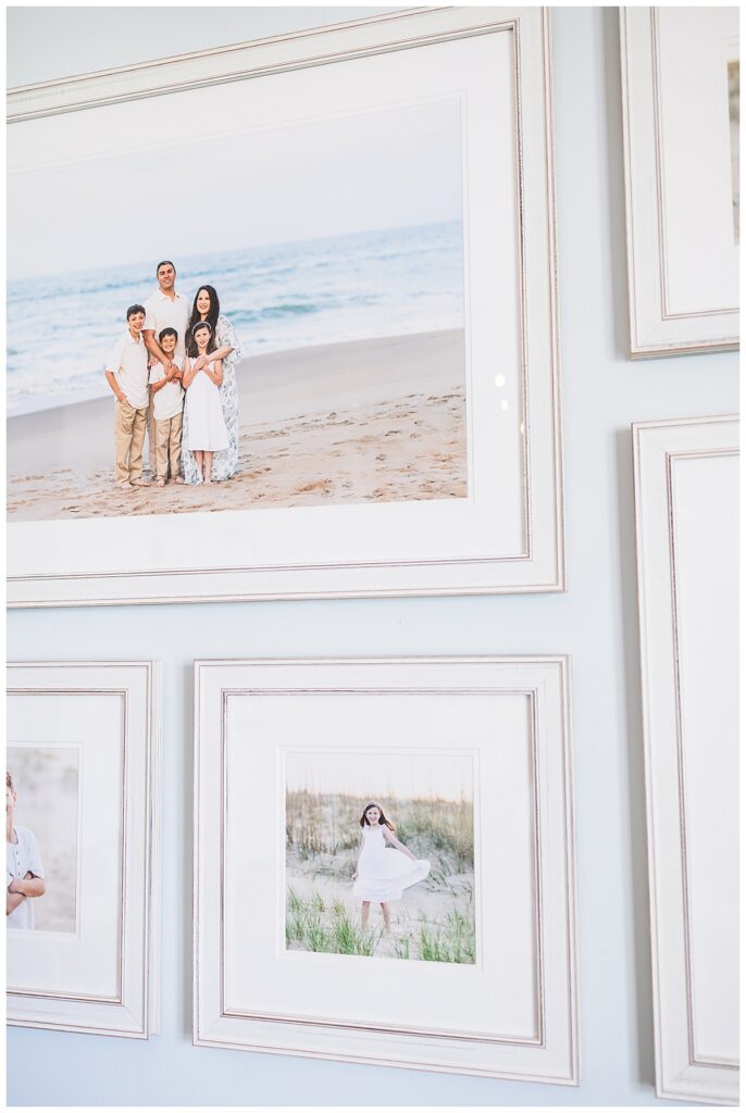 detail photo of images in a frame in a gallery wall