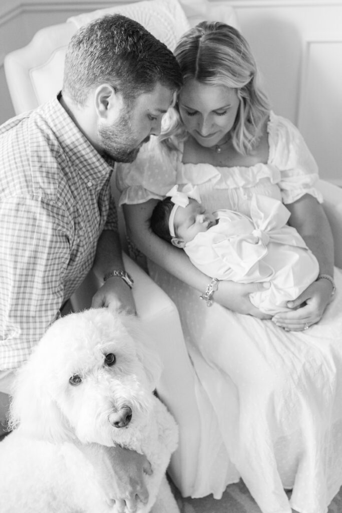 Virginia Beach newborn photographer featuring a black and white photo of a newborn photography session
