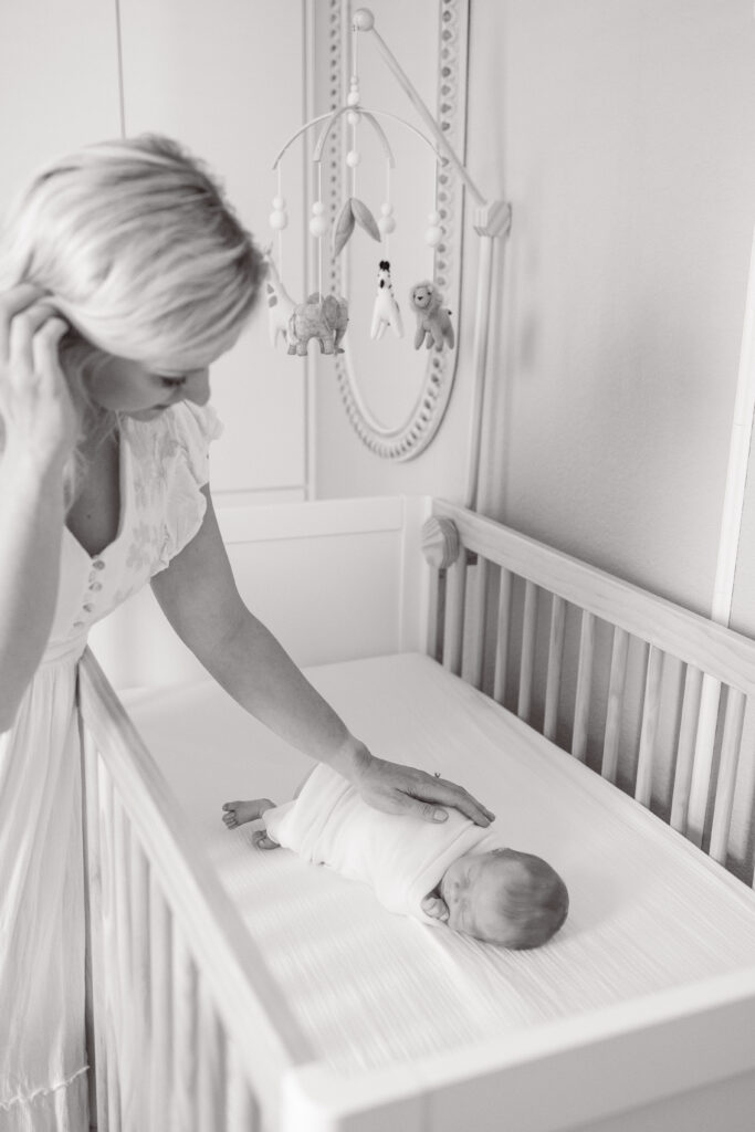 Beautiful newborn laying on the changing table